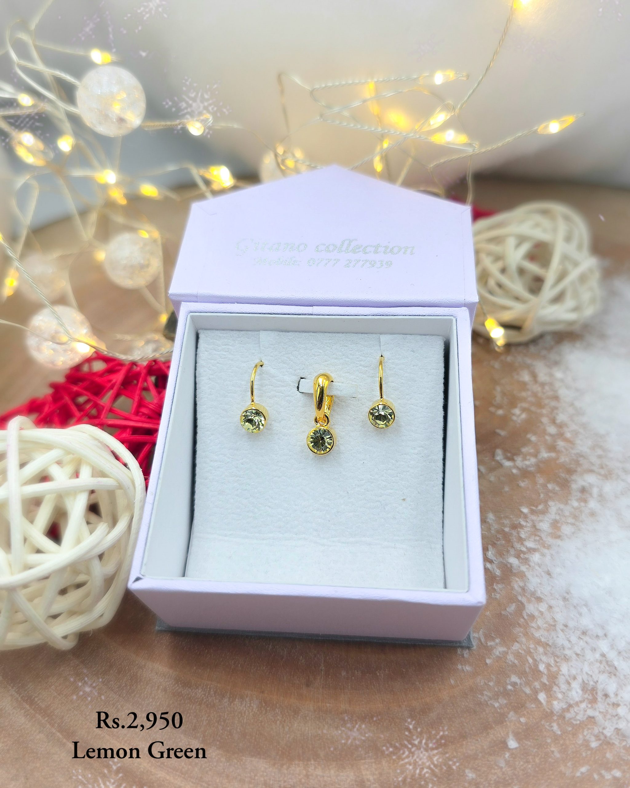 Tiny Coloured Stone Pendant Set - Image 3