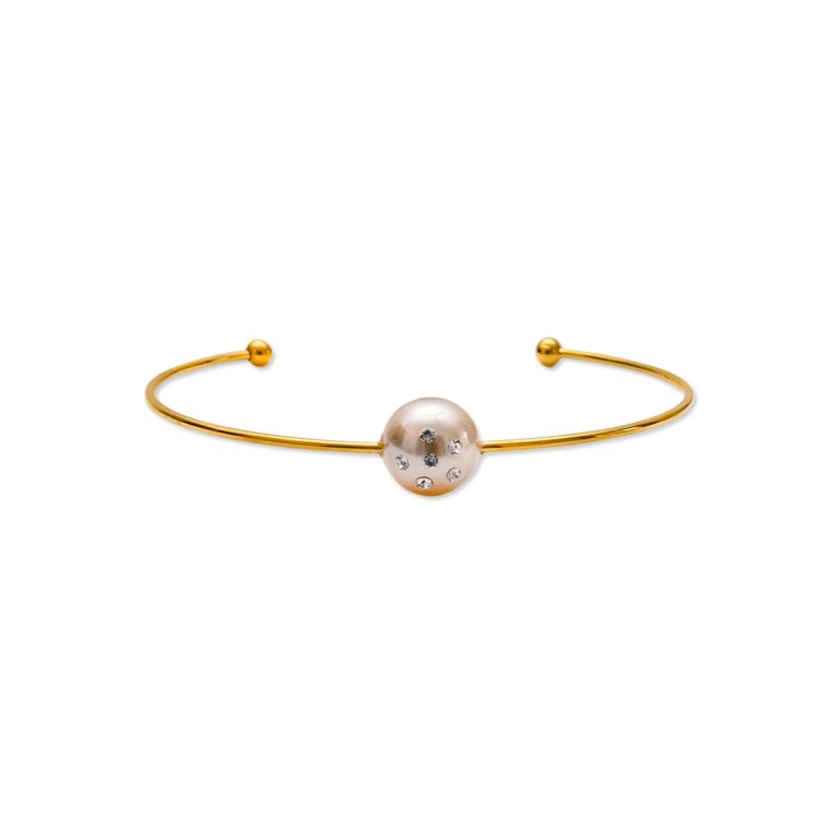 Single Pearl Stone Stud Bangle