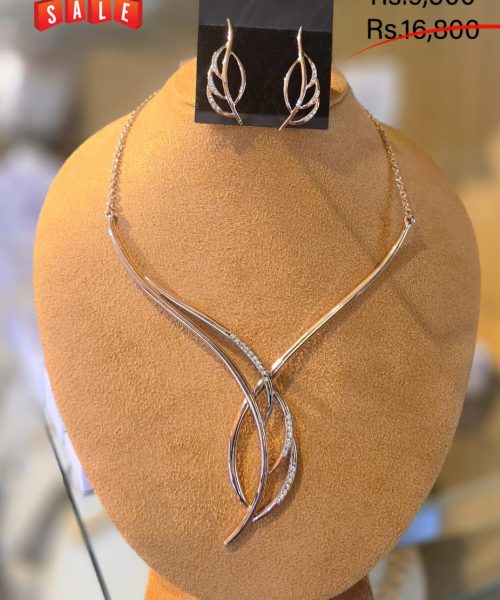 Metal & Stone Leaf Necklace Set