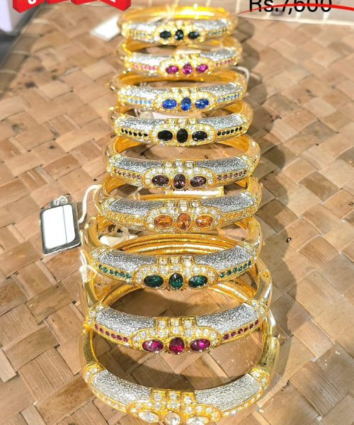 Plated Gold Bangle with coloured Stone