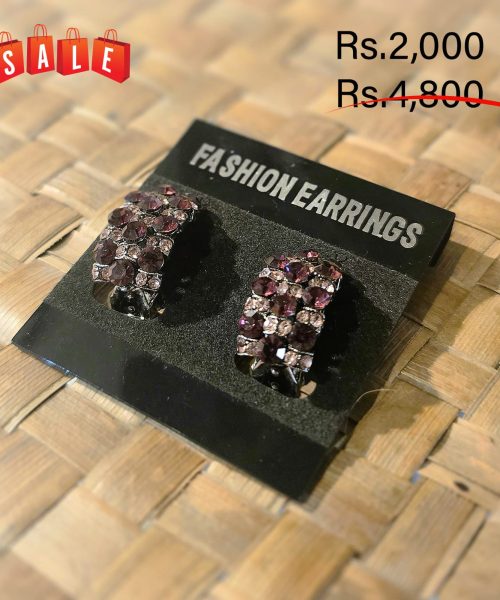 Fancy Purple Shade Stone Half Gypsy Earring