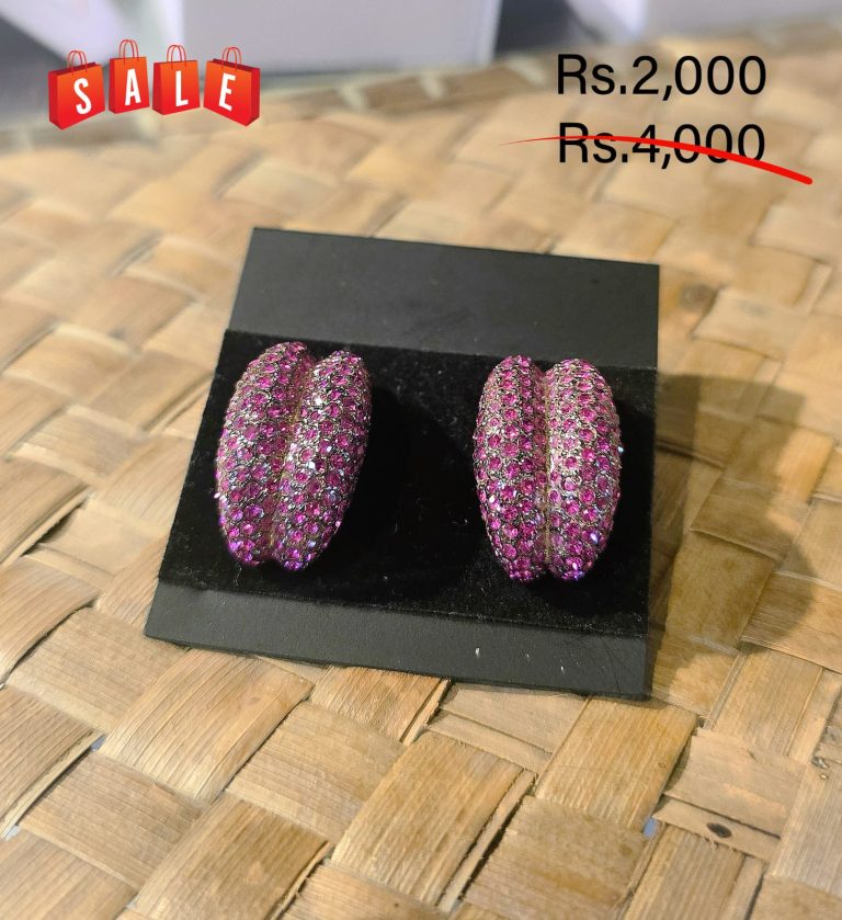 Fancy Stone Double Line Half Gypsy Earring