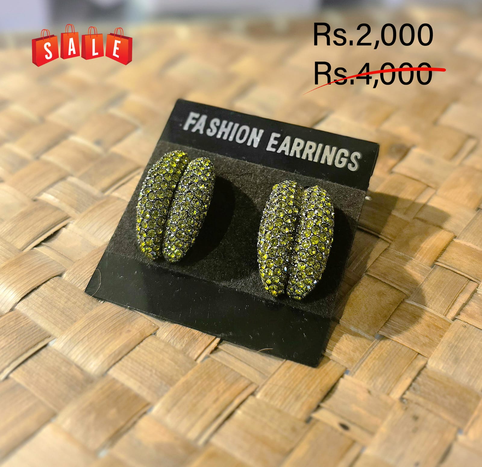 Fancy Stone Double Line Half Gypsy Earring - Image 2