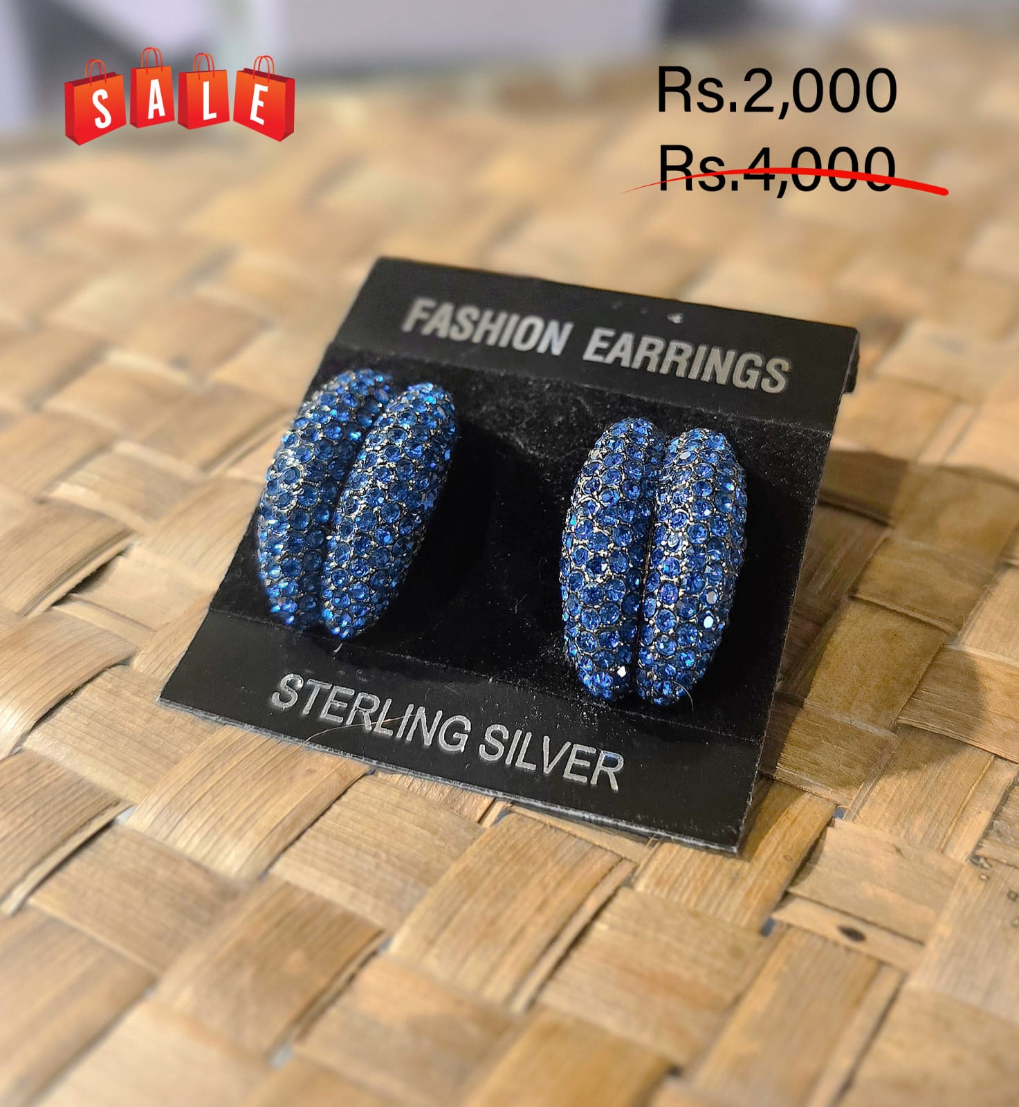 Fancy Stone Double Line Half Gypsy Earring - Image 3