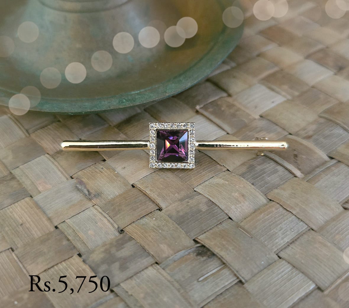 Square Stone Saree Pin - Image 3