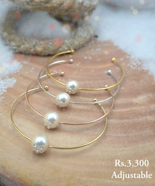 Single Pearl Stone Stud Bangle-CC