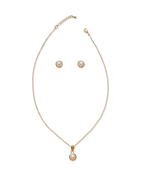 Pearl Rim Pendant Necklace Set