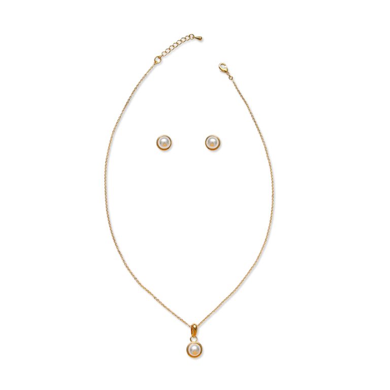 Pearl Rim Pendant Necklace Set