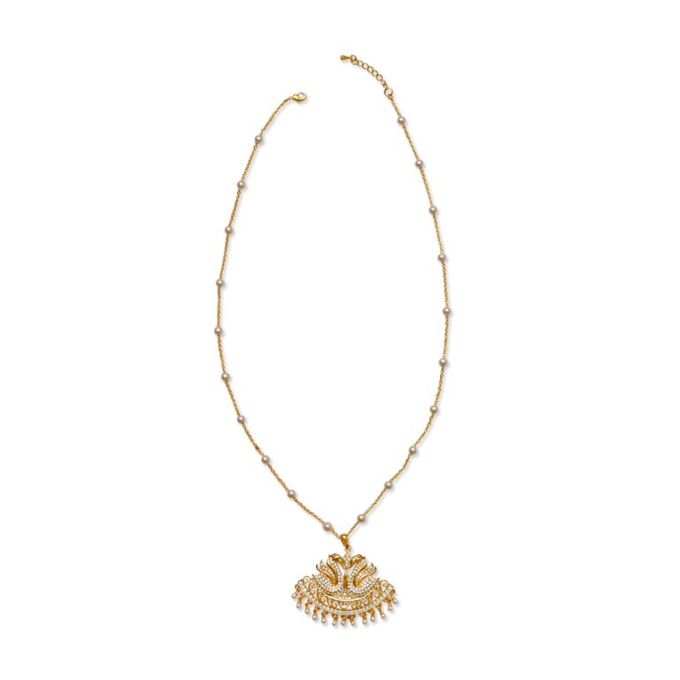Hansa Puttuwa Pearl & Chain Drooping Pendant Necklace