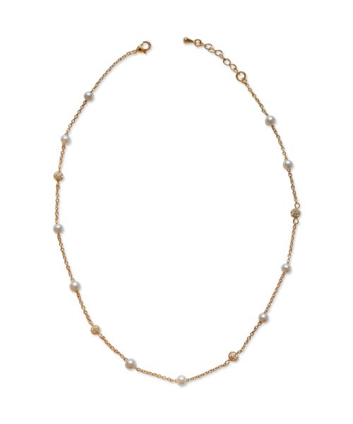 Chain & Pearl Stone Ball Necklace