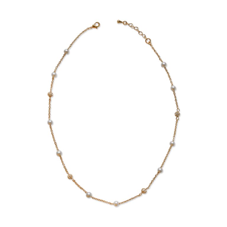 Chain & Pearl Stone Ball Necklace