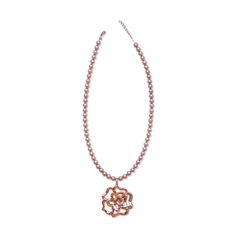 Metallic Rose Peral Necklace