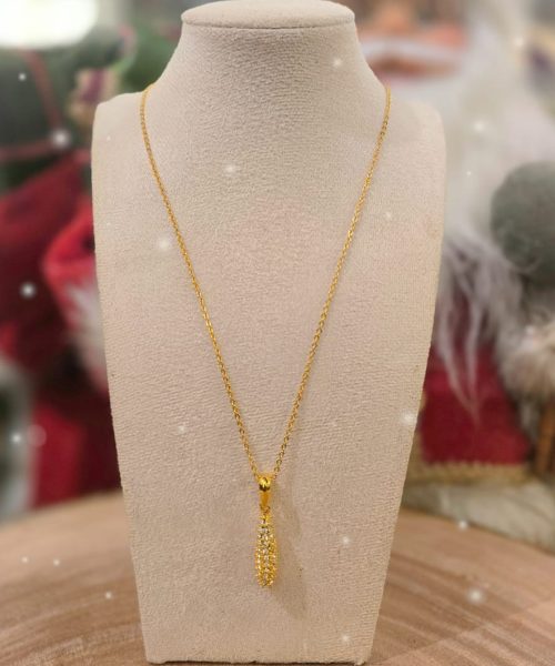 Small Stone Teardrop Pendant Necklace-CC