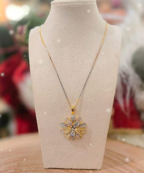 Daisy Flower Pendant Necklace Set-CC