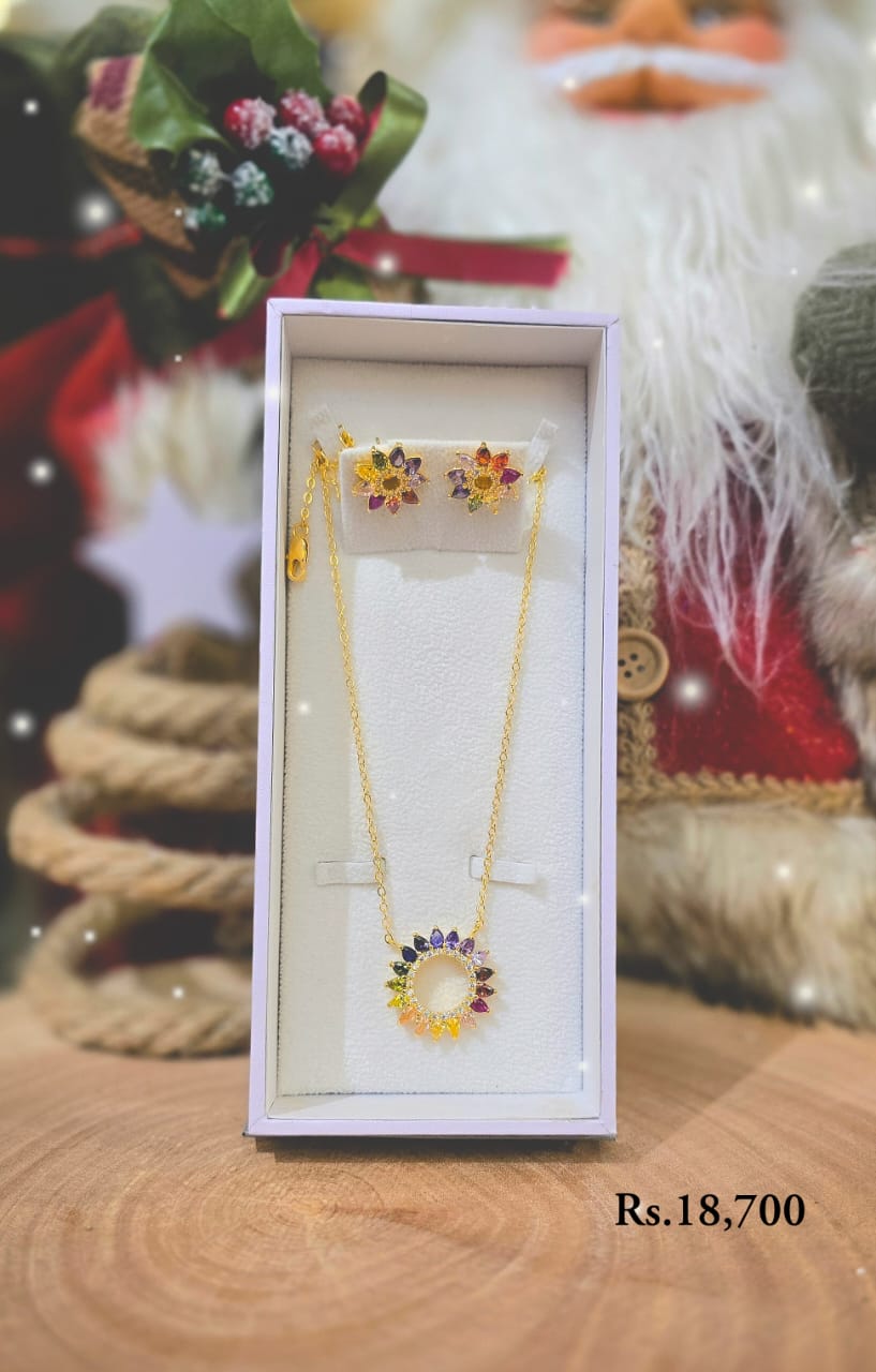 Rainbow Sunburst Necklace Set-CC
