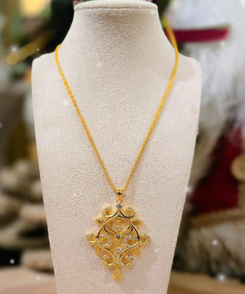 Spiral Stone Teardrop Pendant Necklace