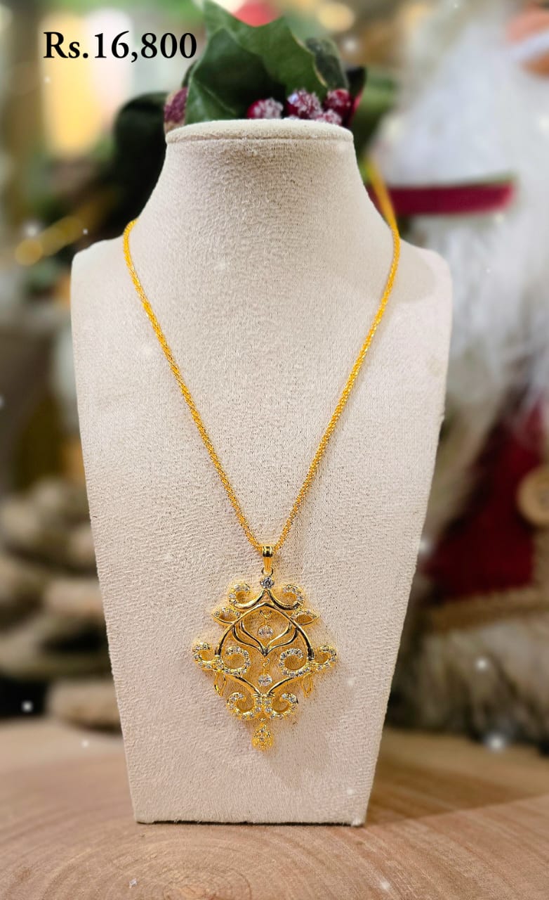 Spiral Stone Teardrop Pendant Necklace