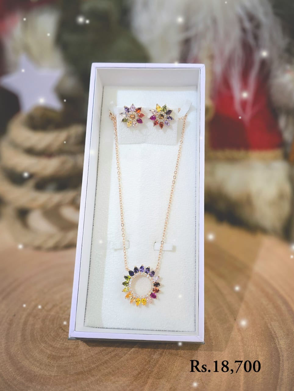 Rainbow Sunburst Necklace Set-CC - Image 2