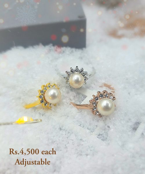 Flowery Pearl Adjustable Ring-CC