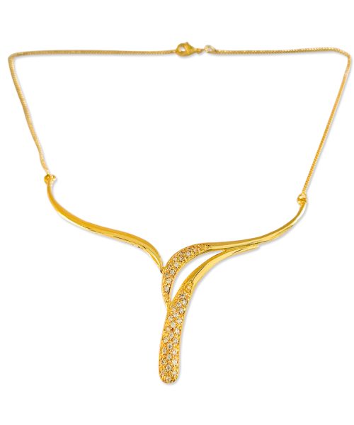 Y-Shaped Metal & Stone Necklace