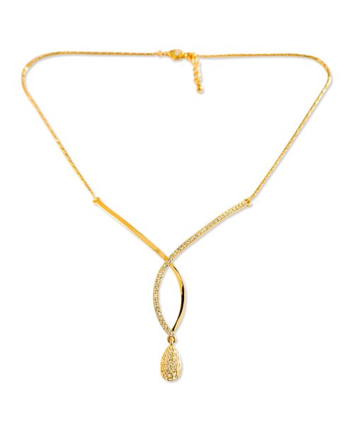 Oval Cross Stone Teardrop Necklace