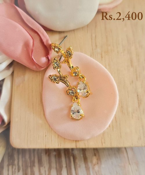 Leaf Stone Teardrop Earring-VC