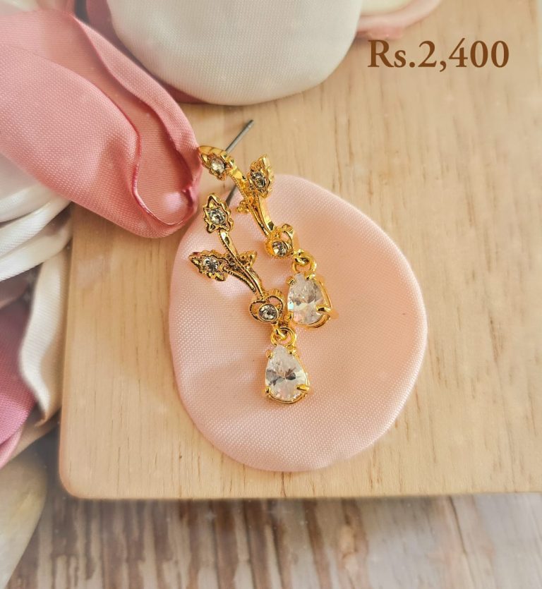 Leaf Stone Teardrop Earring-VC