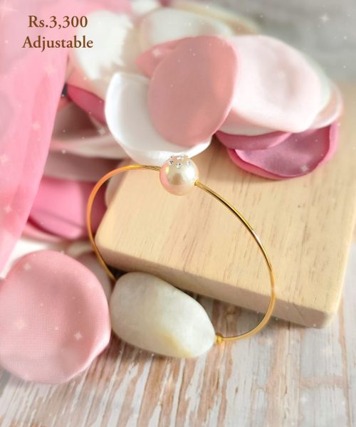 Single Pearl Stone Stud Bangle-VC