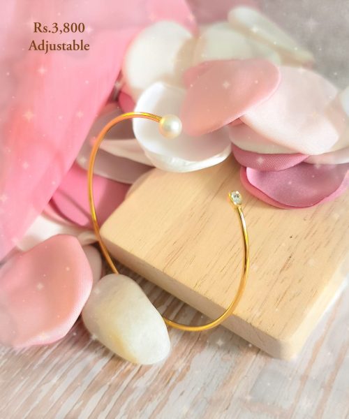 Stone & Pearl Adjustable Bangle-VC