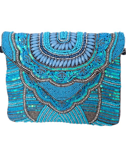 Turquoise Royale Beaded Clutch