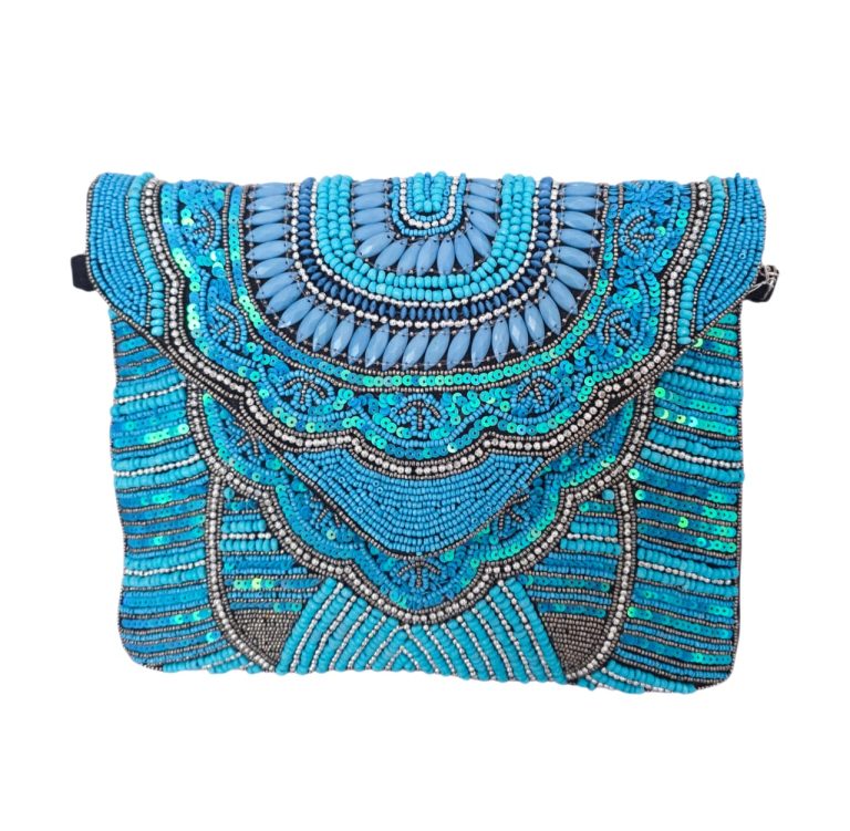 Turquoise Royale Beaded Clutch