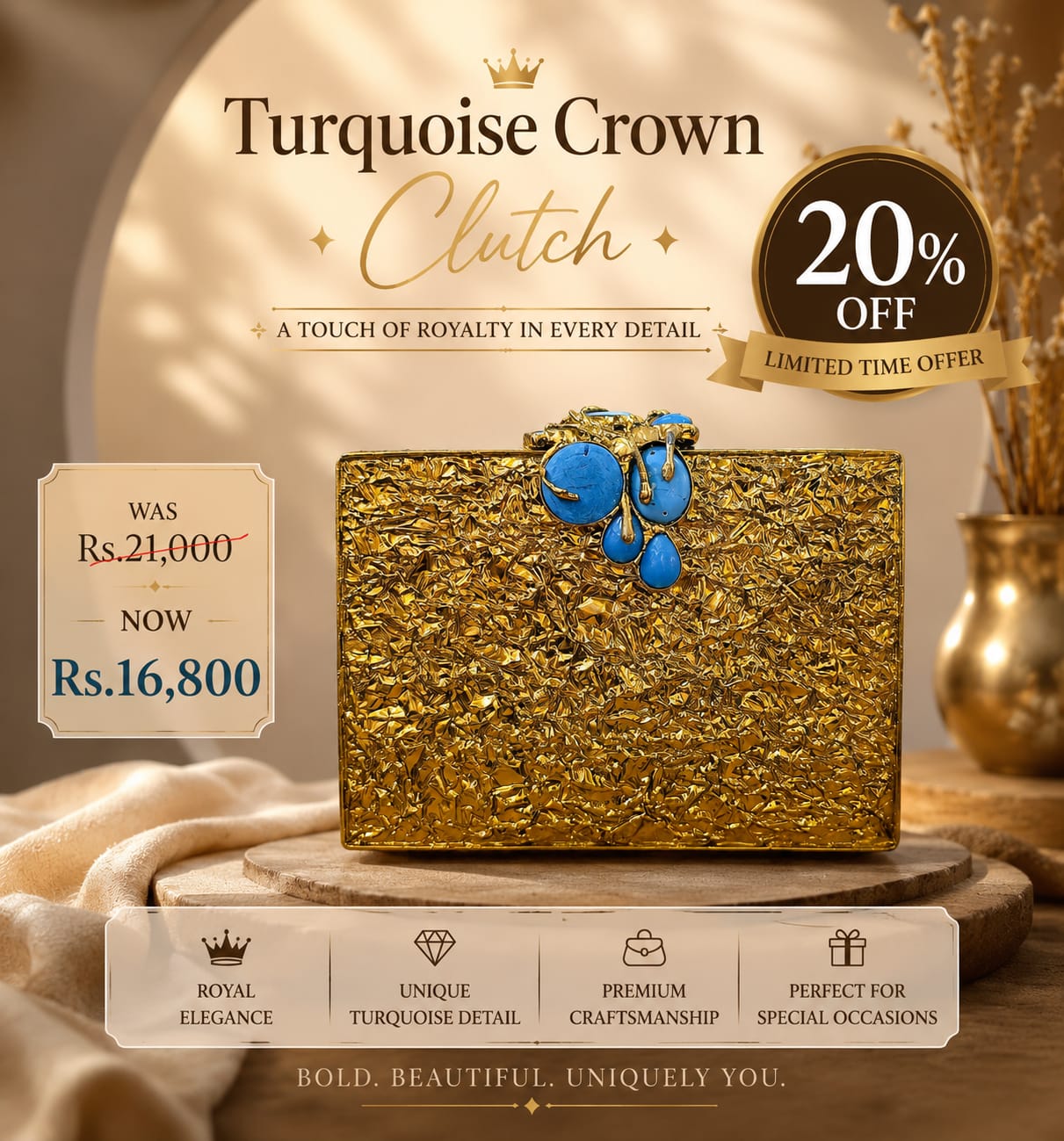 Turquoise Crown Clutch - Image 2