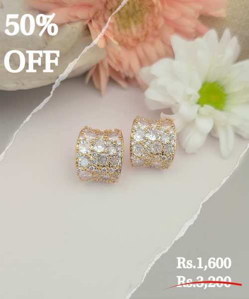 Fancy Stone Hoop Earring