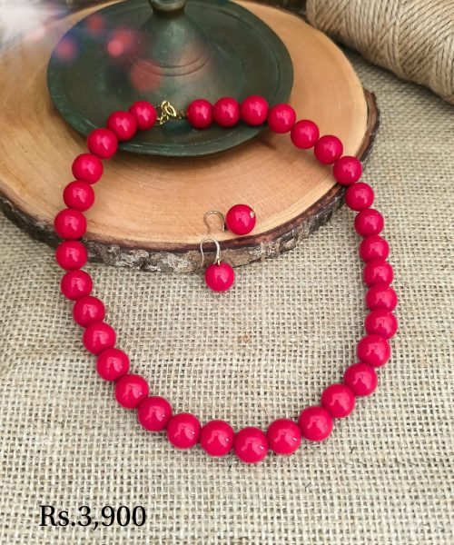 Red Pearl Necklace Set