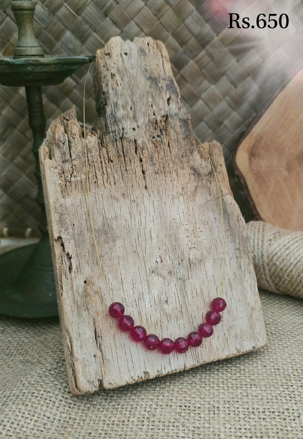 Fancy Red Crystal Wire Necklace