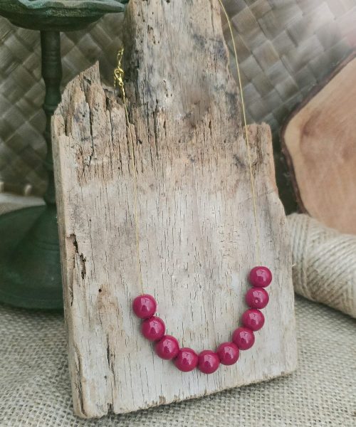 Fancy Red beaded Wire Necklace