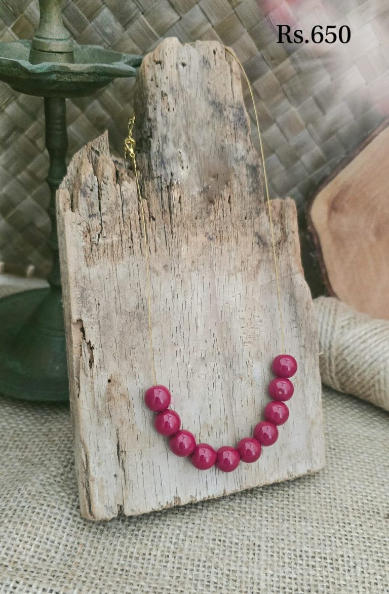 Fancy Red beaded Wire Necklace