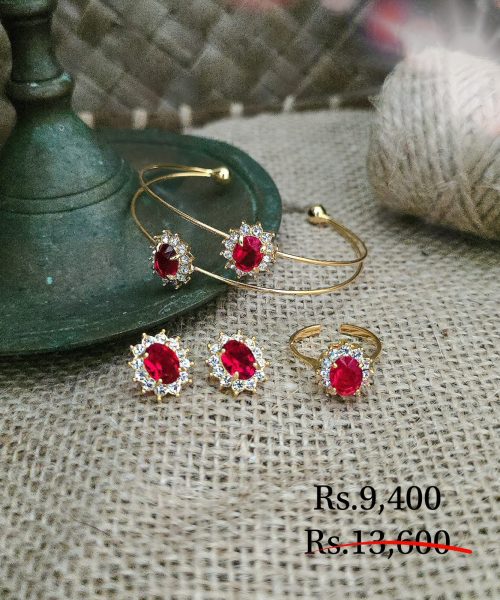 Red Coloured Stone Three Pack