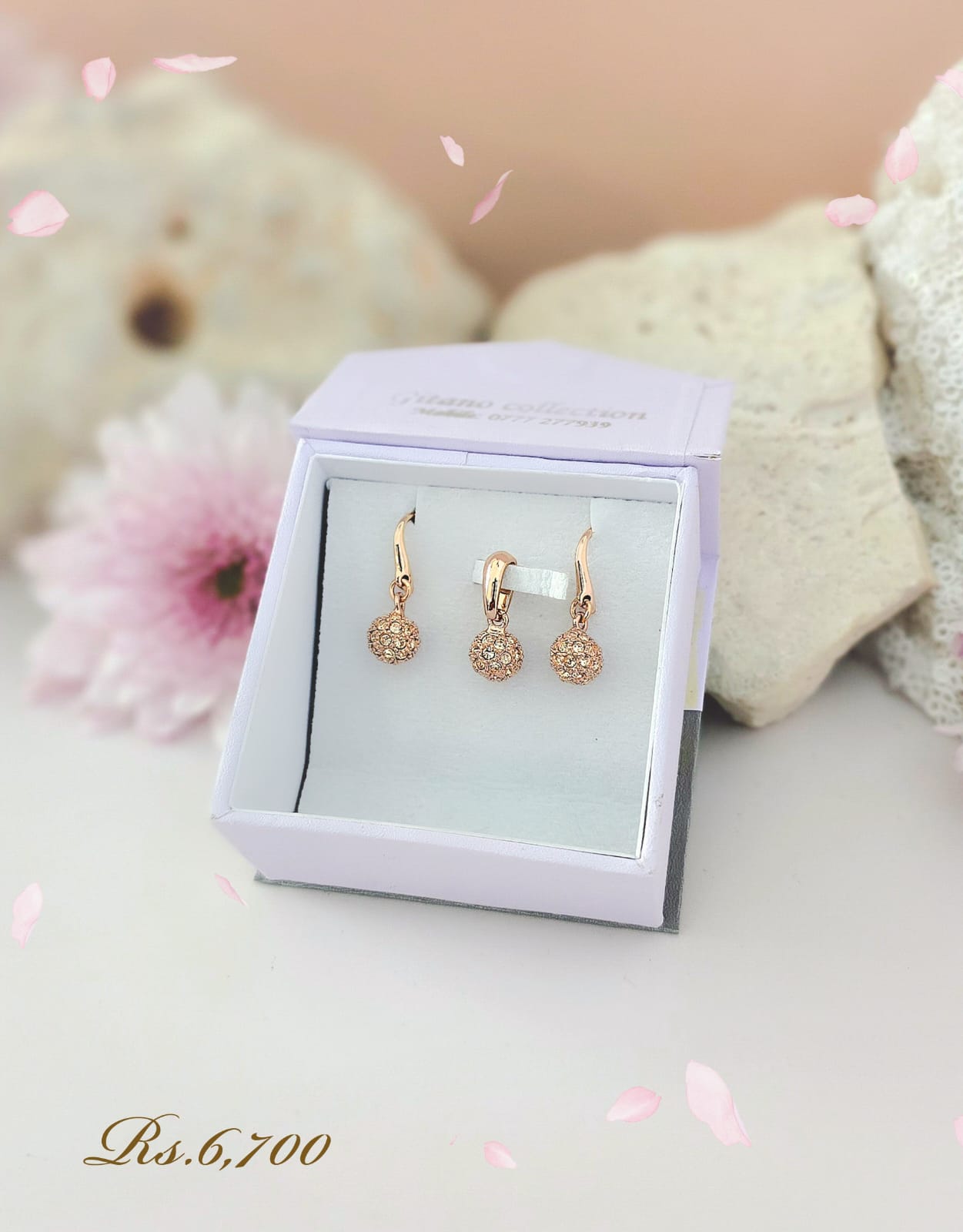 Small Ball Pendant & Drop Earrings Set