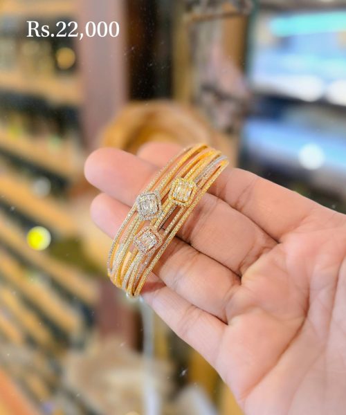 Stylish Tricolour Multi Layer Stone Bangle