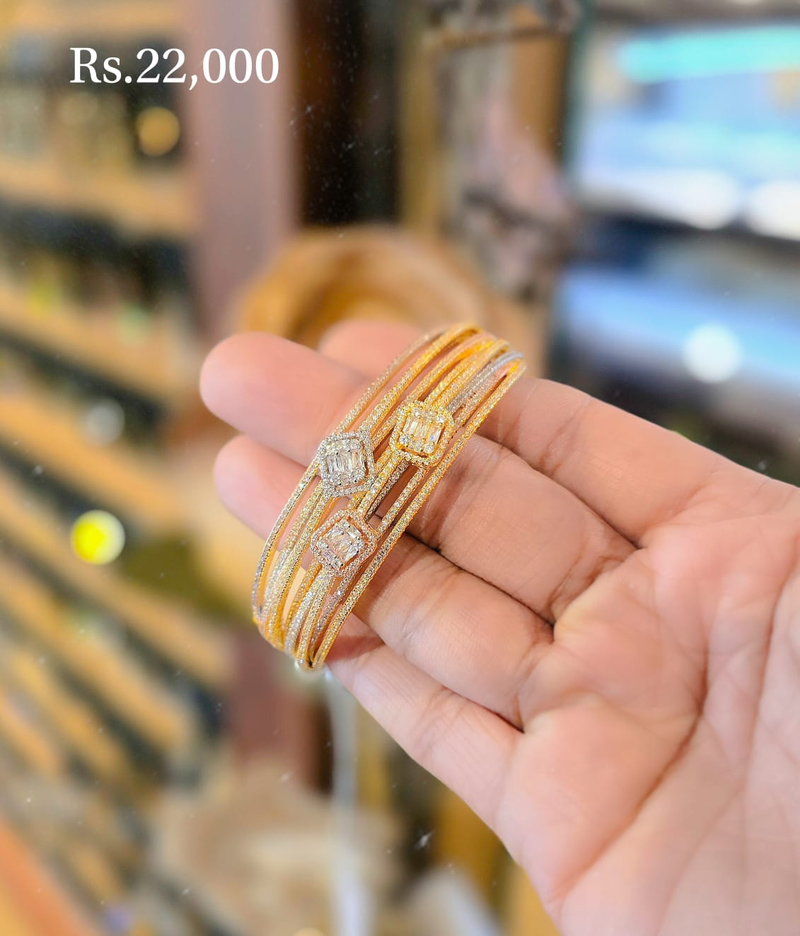 Stylish Tricolour Multi Layer Stone Bangle