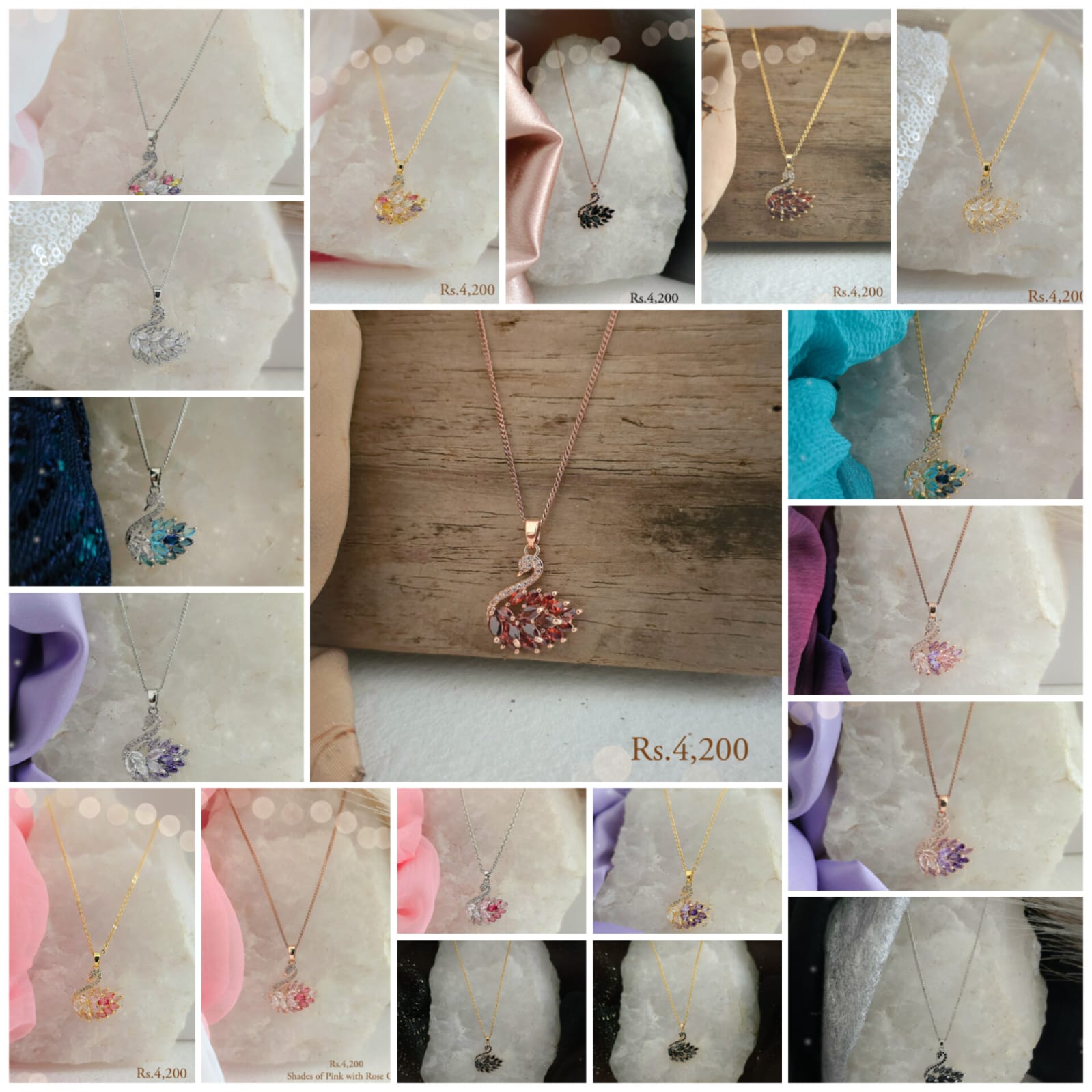 Swan Pendant Necklace Set - Image 2