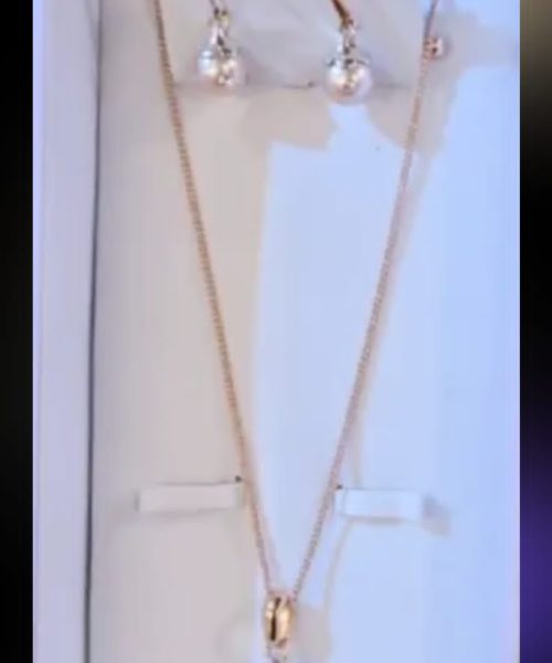 Stone Stud Pearl Necklace Set