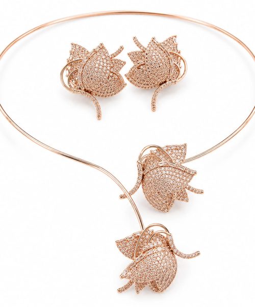 Vintage Flower Front Open Necklace Set