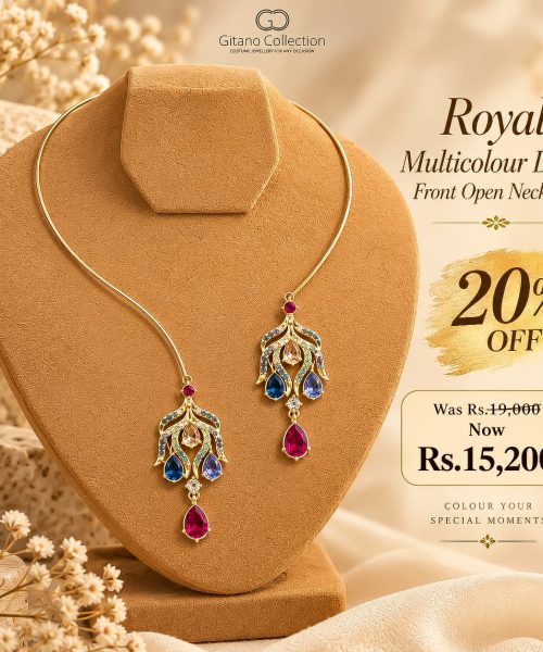 Royal Multicolour Drop Front Open Necklace