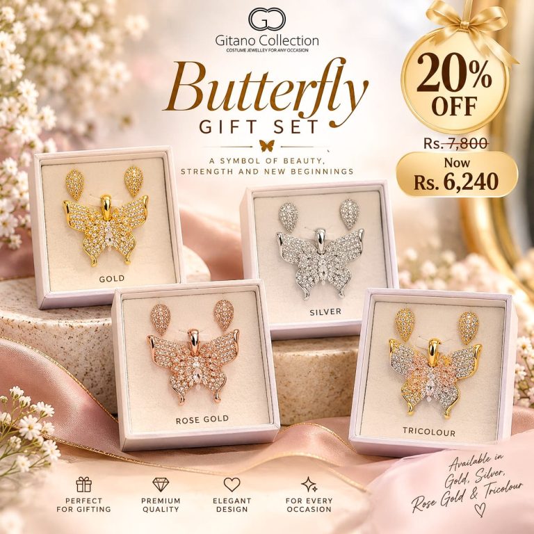 Butterfly Pendant & Earring Set