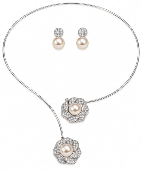 Vintage Pearl Front Open Necklace Set