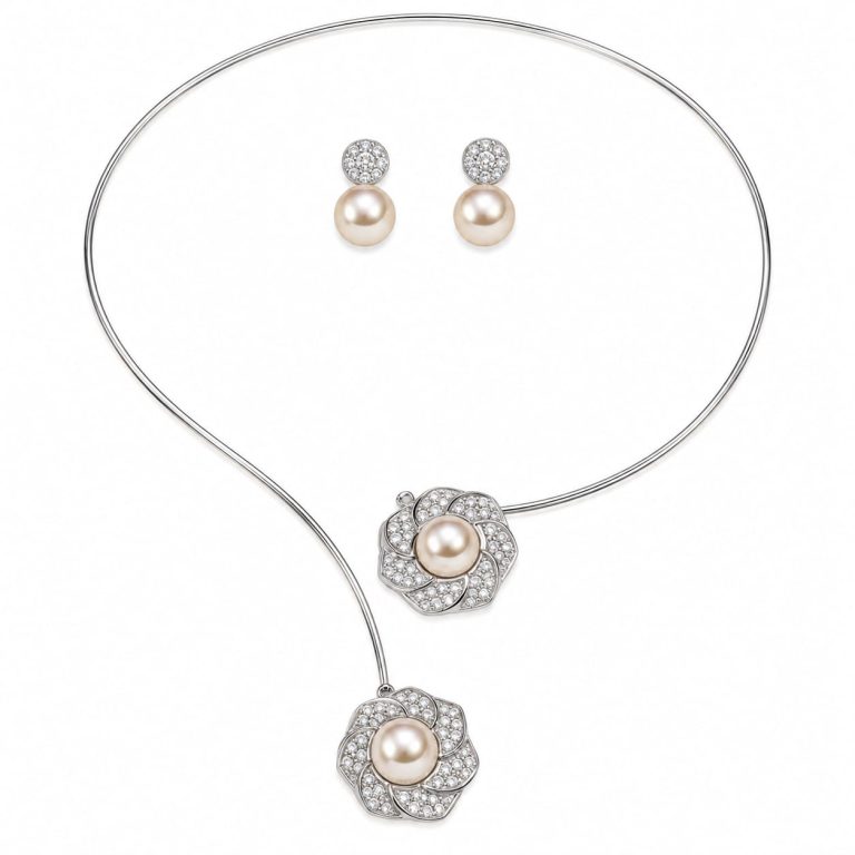 Vintage Pearl Front Open Necklace Set