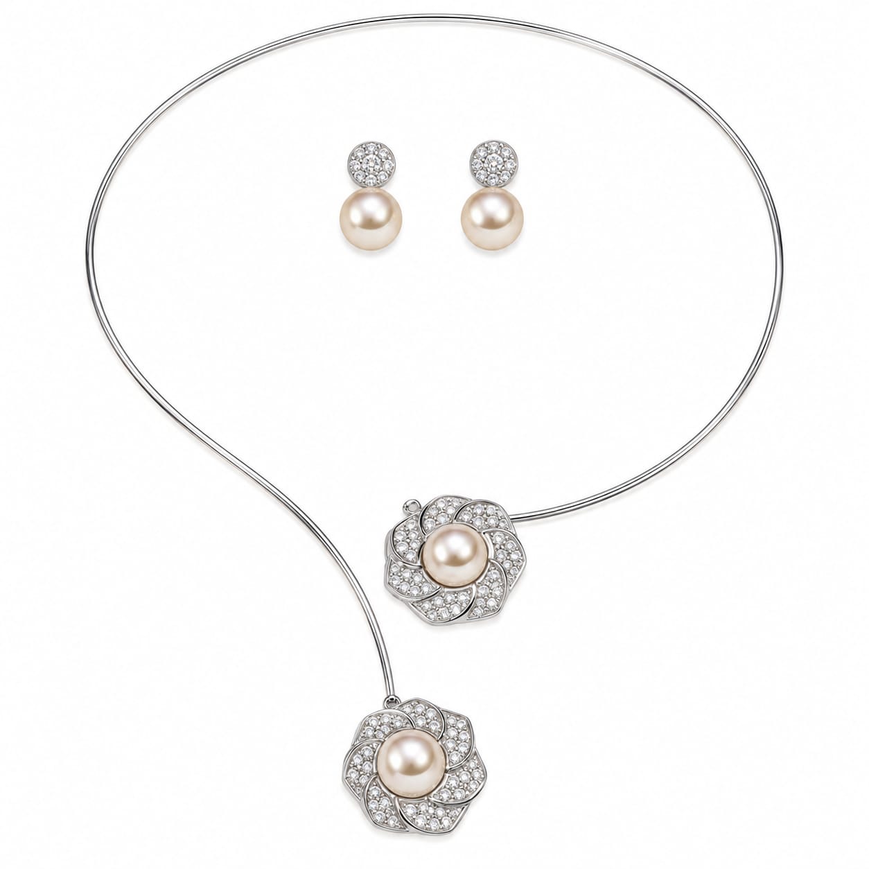 Vintage Pearl Front Open Necklace Set