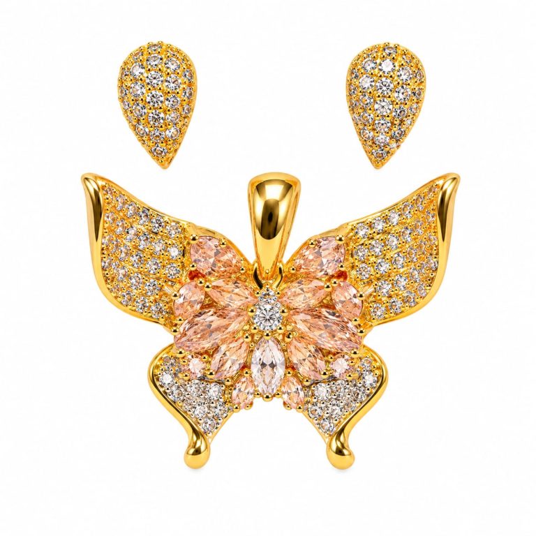 Butterfly Pendant & Earring Set